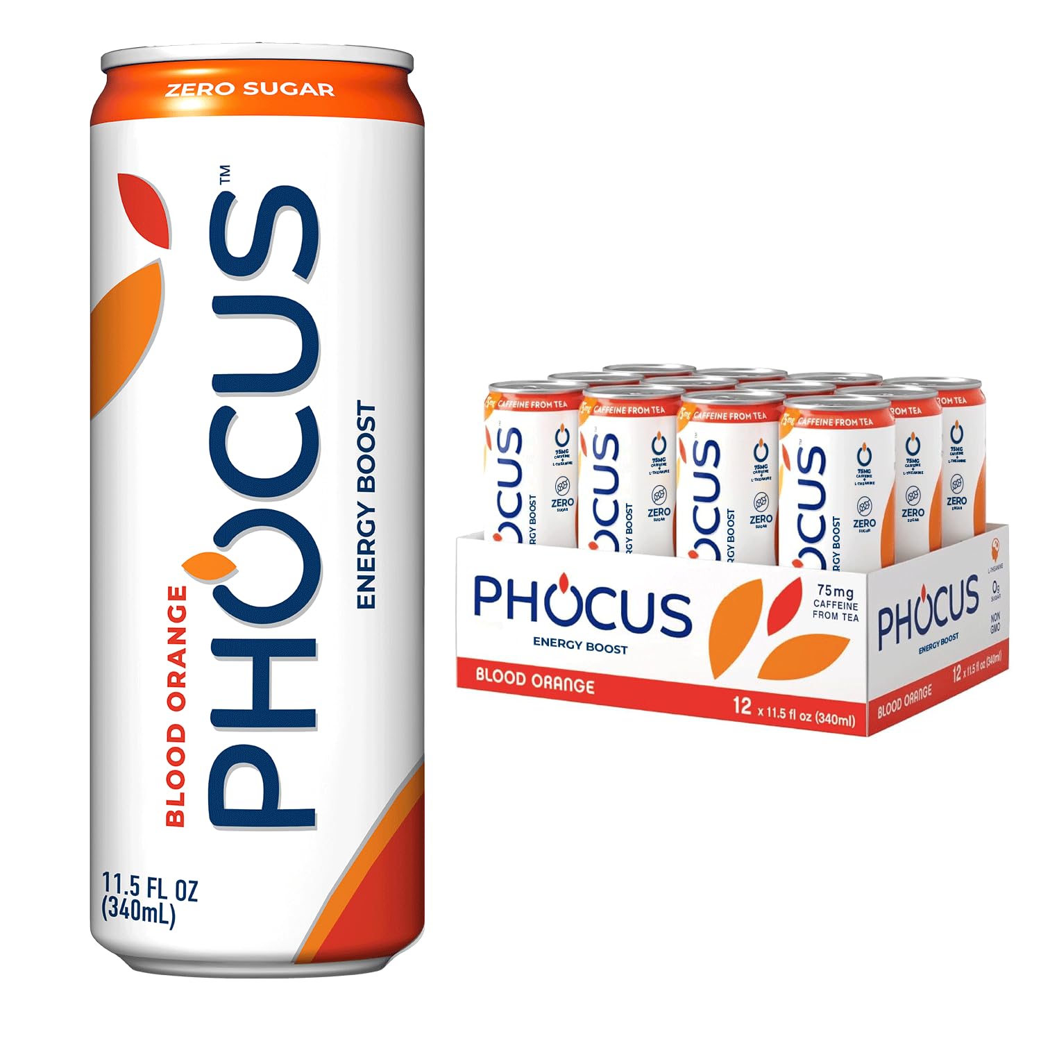 CLEAR CUT PHOCUS Blood Orange can front view showing bold flavor and energy.