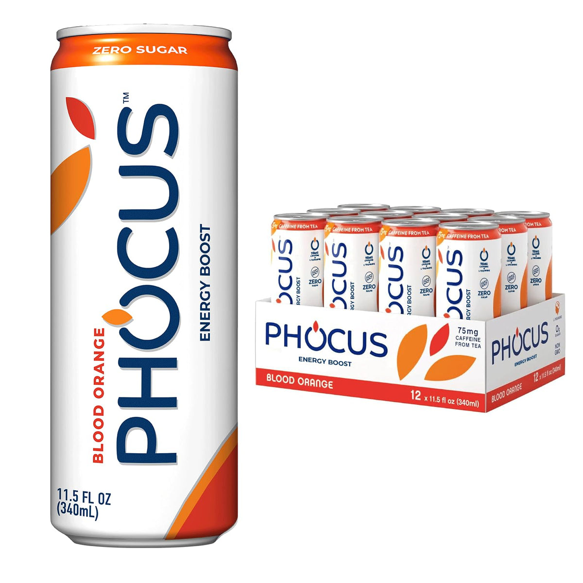 CLEAR CUT PHOCUS Blood Orange can front view showing bold flavor and energy.