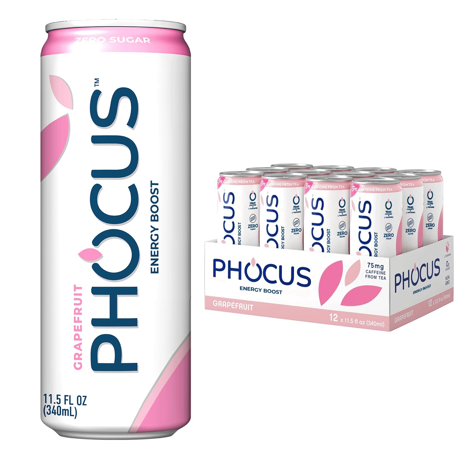 PHOCUS grapefruit can showcases natural caffeine for focused energy.