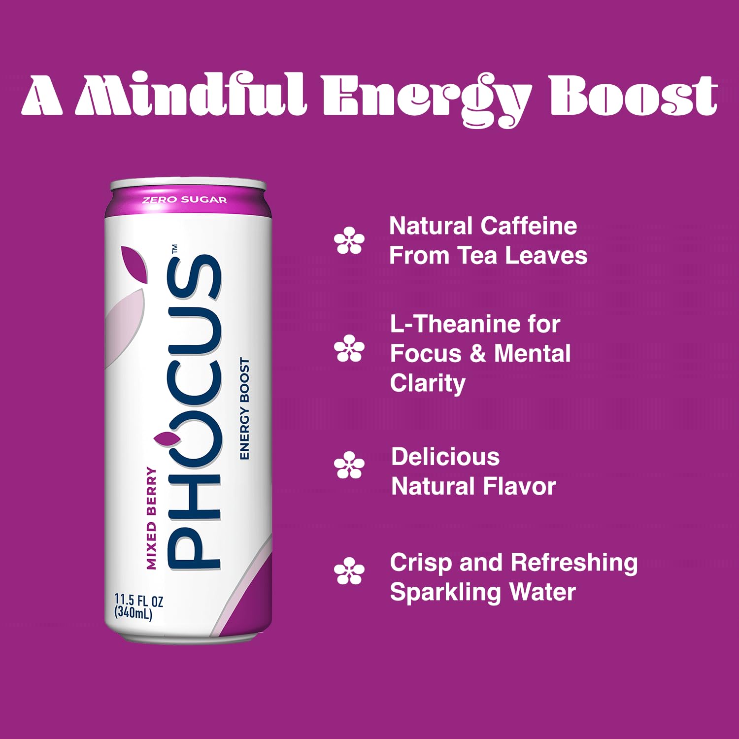 CLEAR CUT PHOCUS mixed berry close-up emphasizing natural caffeine from green tea