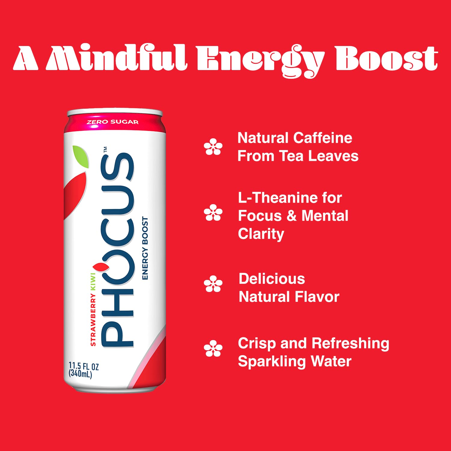 Clear Cut Phocus pour of Strawberry Kiwi sparkling water showing crisp bubbles and balanced focus.