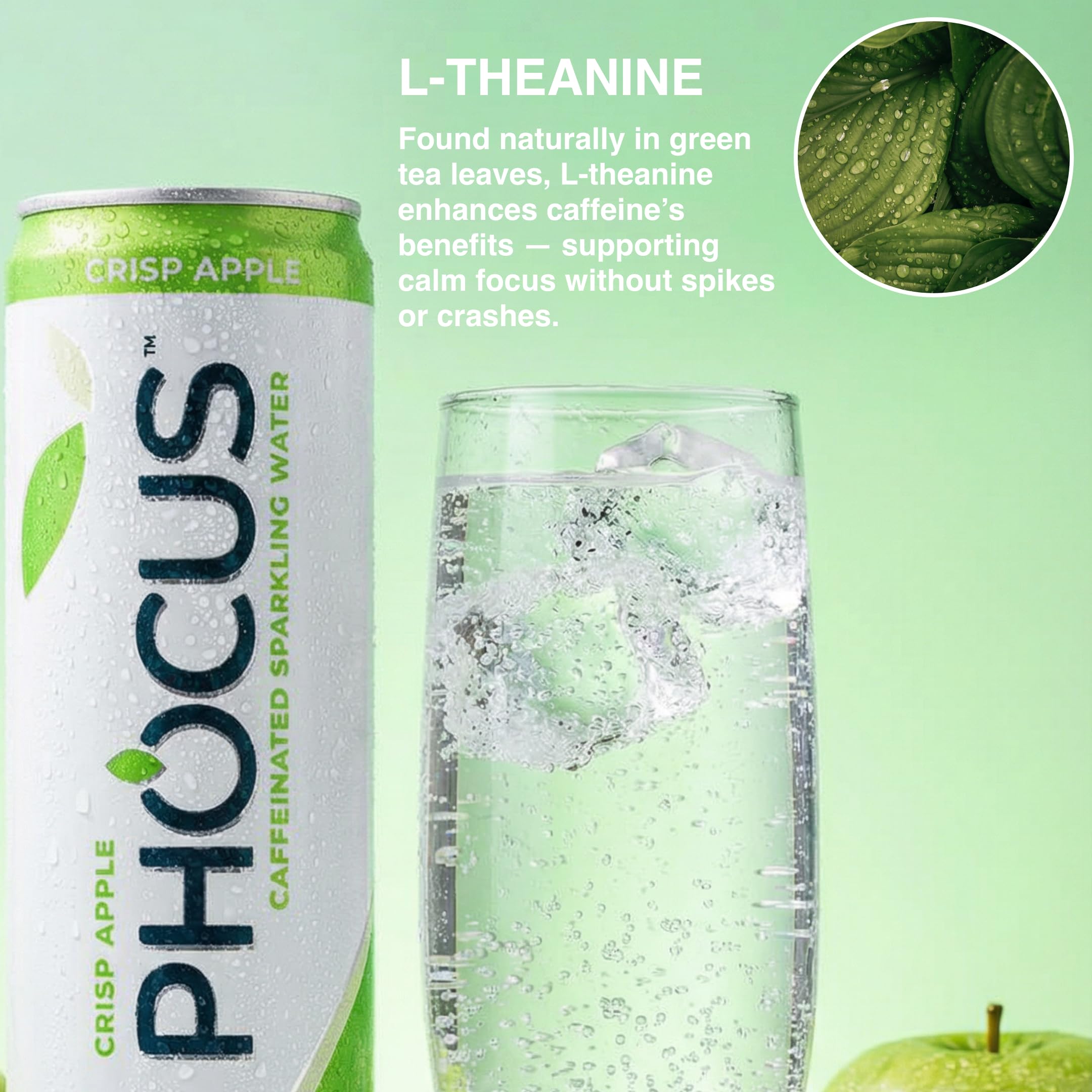 CLEAR CUT PHOCUS sparkling water pours with bubbles and refreshing aroma.