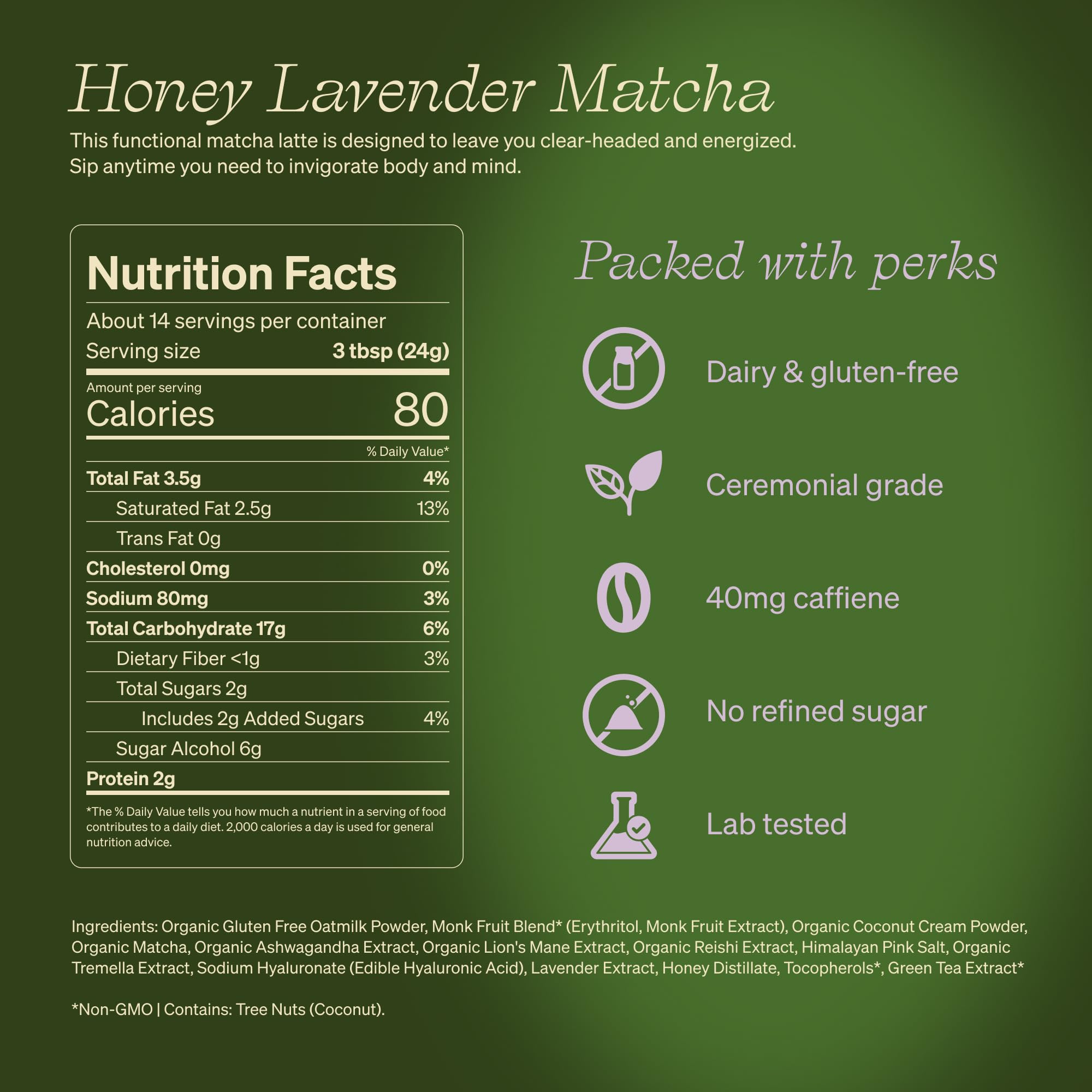 Clevr Honey Lavender Matcha SuperLatte mug ready for hot or iced lattes with rich aroma.