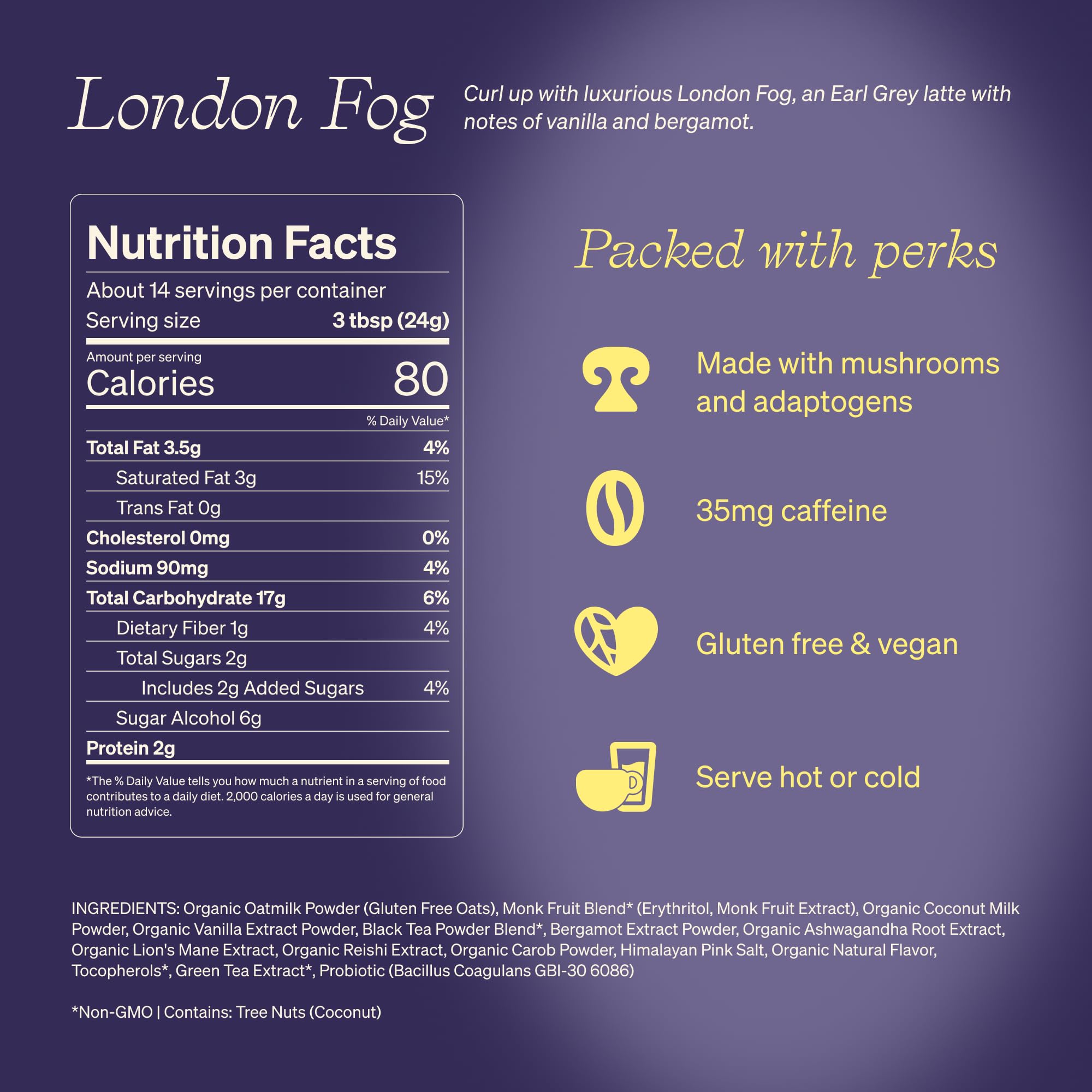 Clevr London Fog Latte being poured into a mug for a comforting break.