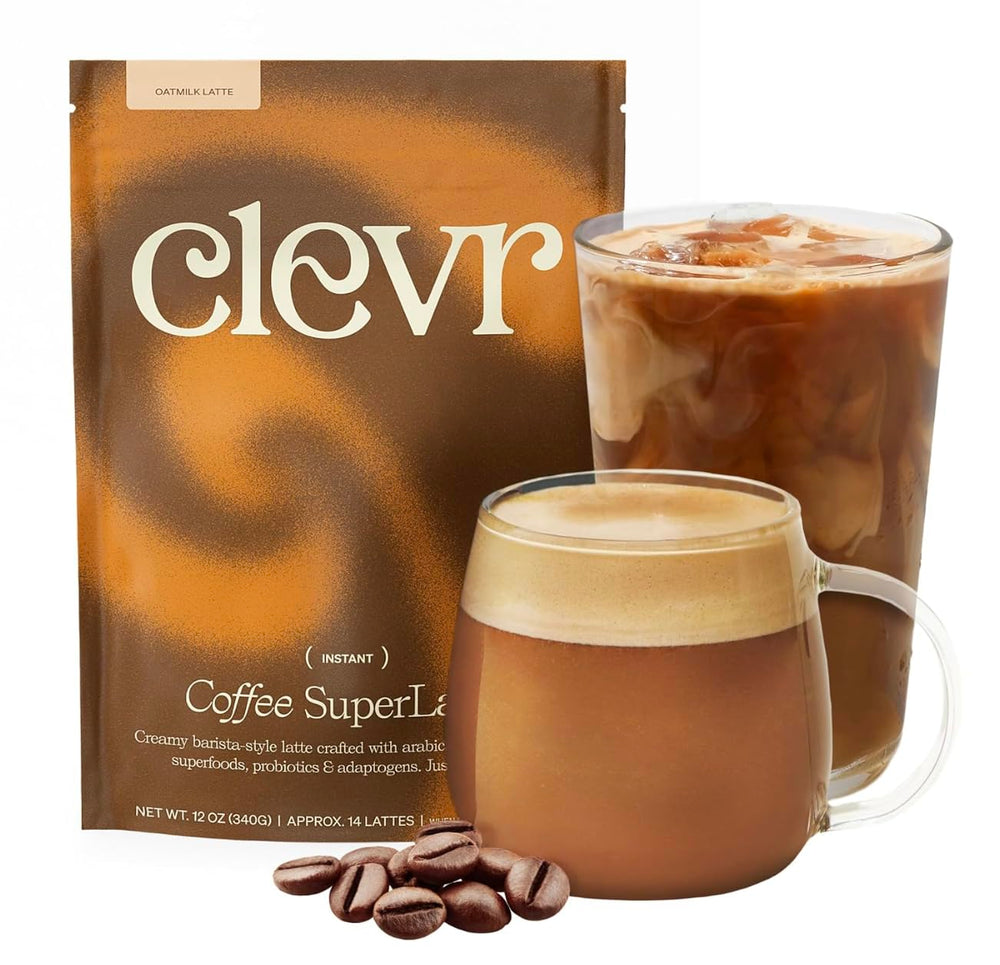 Clevr Mushroom Coffee cafe latte with oat milk for smooth energy.
