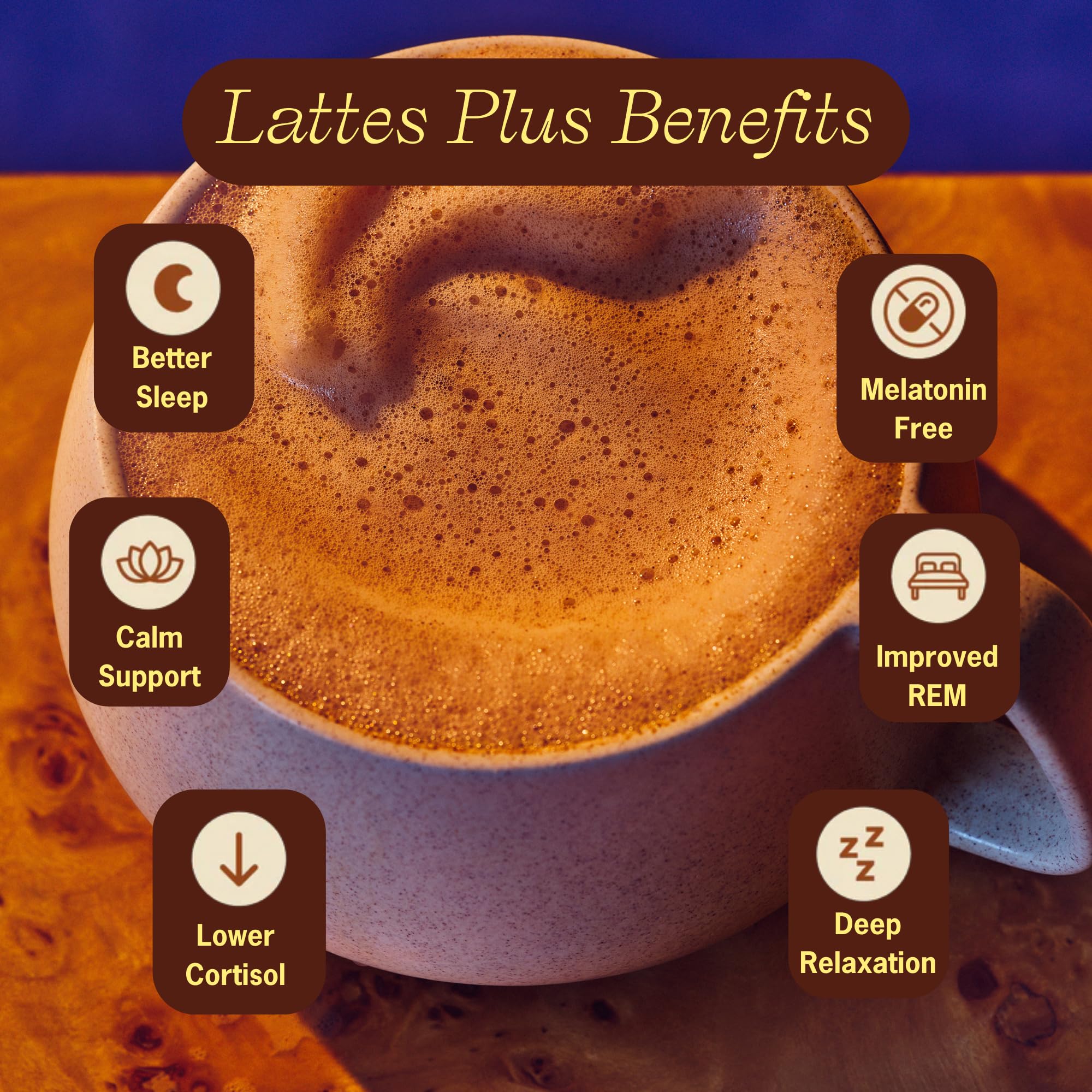 Hot Clevr Sleeptime SuperLatte vanilla latte with comforting aroma.