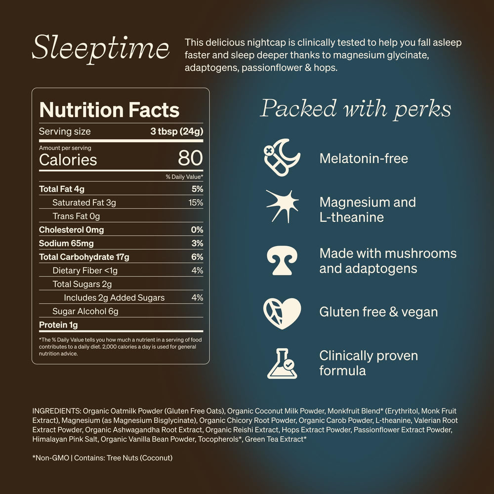 Clevr Sleeptime SuperLatte pours into a mug for a relaxing evening.