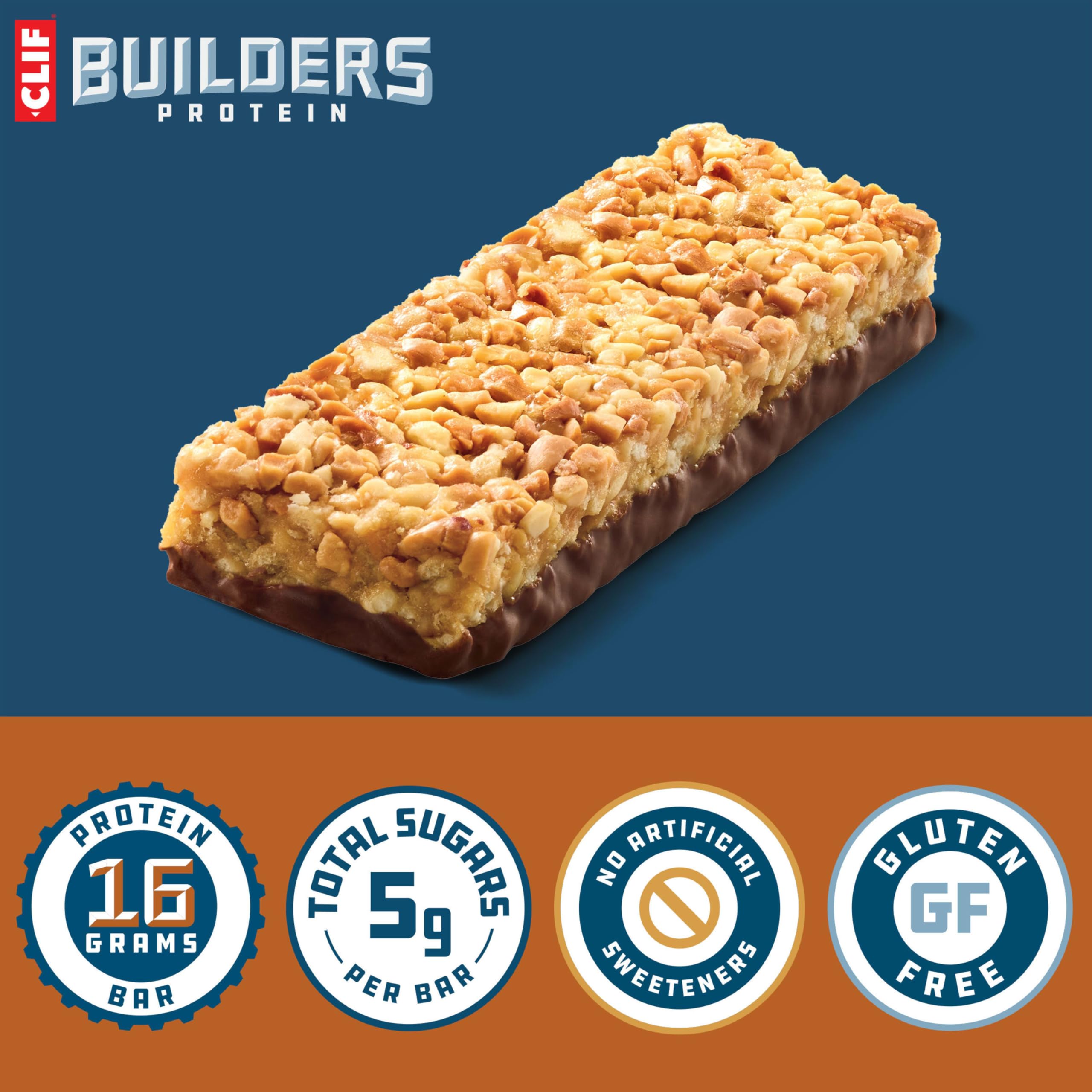No artificial sweeteners label on CLIF BUILDERS bar.