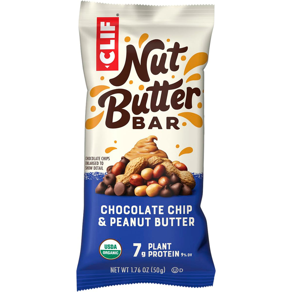 Texture of CLIF Nut Butter Bar with chocolate chips and creamy filling.