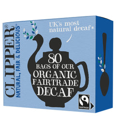 Clipper Tea organic decaf black tea being poured into a glass over ice