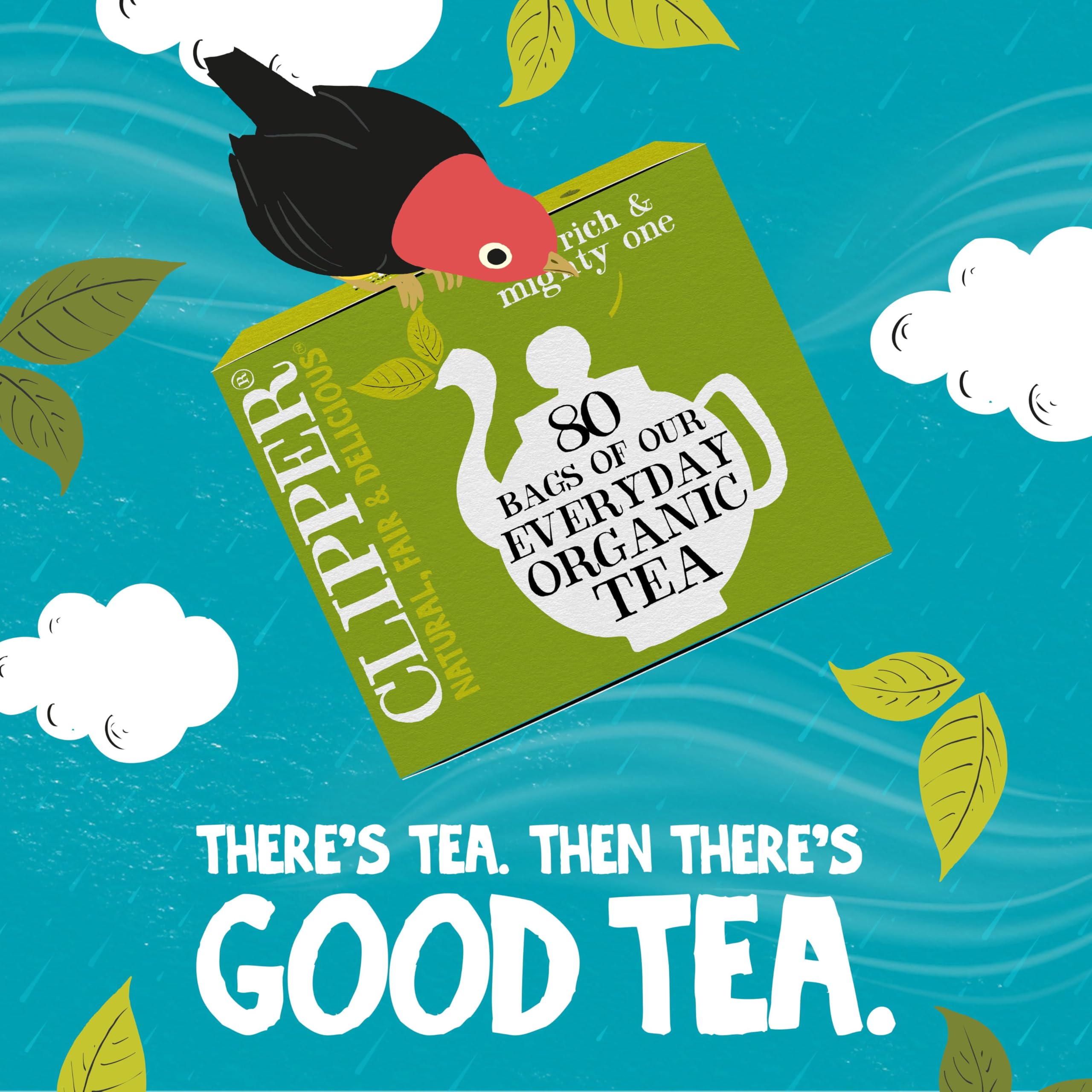 Clipper Tea Organic Fairtrade Everyday steaming cup with warm aroma in a cozy kitchen.