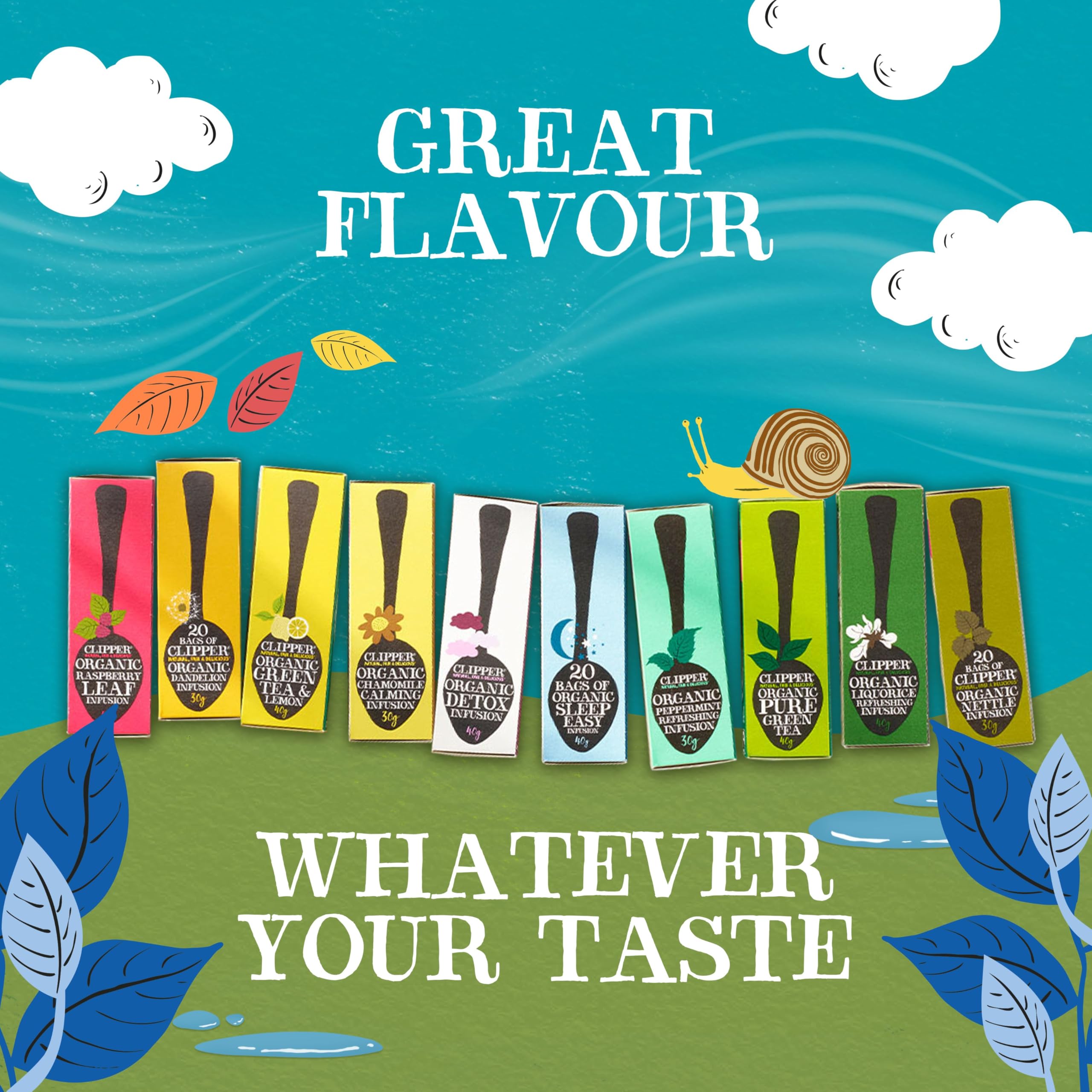 Clipper Tea packaging showing 80 unbleached tea bags
