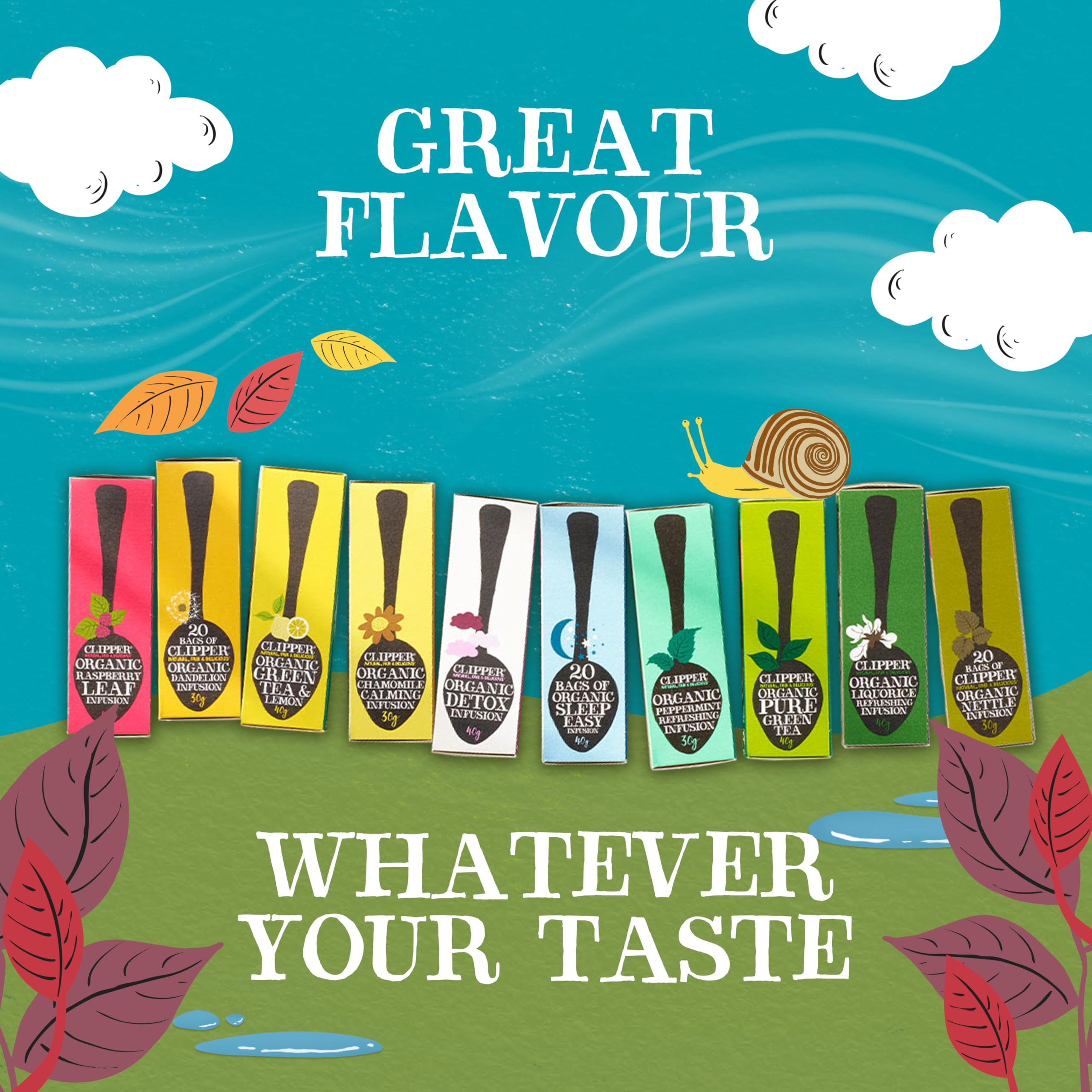 Clipper Tea recyclable packaging emphasizes sustainable disposal.