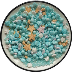 Clonynix Blue Ocean Mermaid Sprinkles with starfish for mermaid themed cakes and cookies.