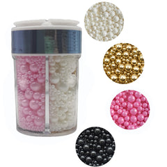 Clonynix edible 4-in-1 white pearls for elegant cake toppers and dessert decor.