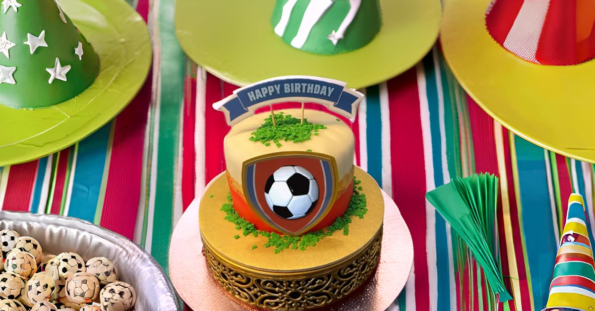 Clonynix football-field sprinkles used as cake toppers for festive treats.