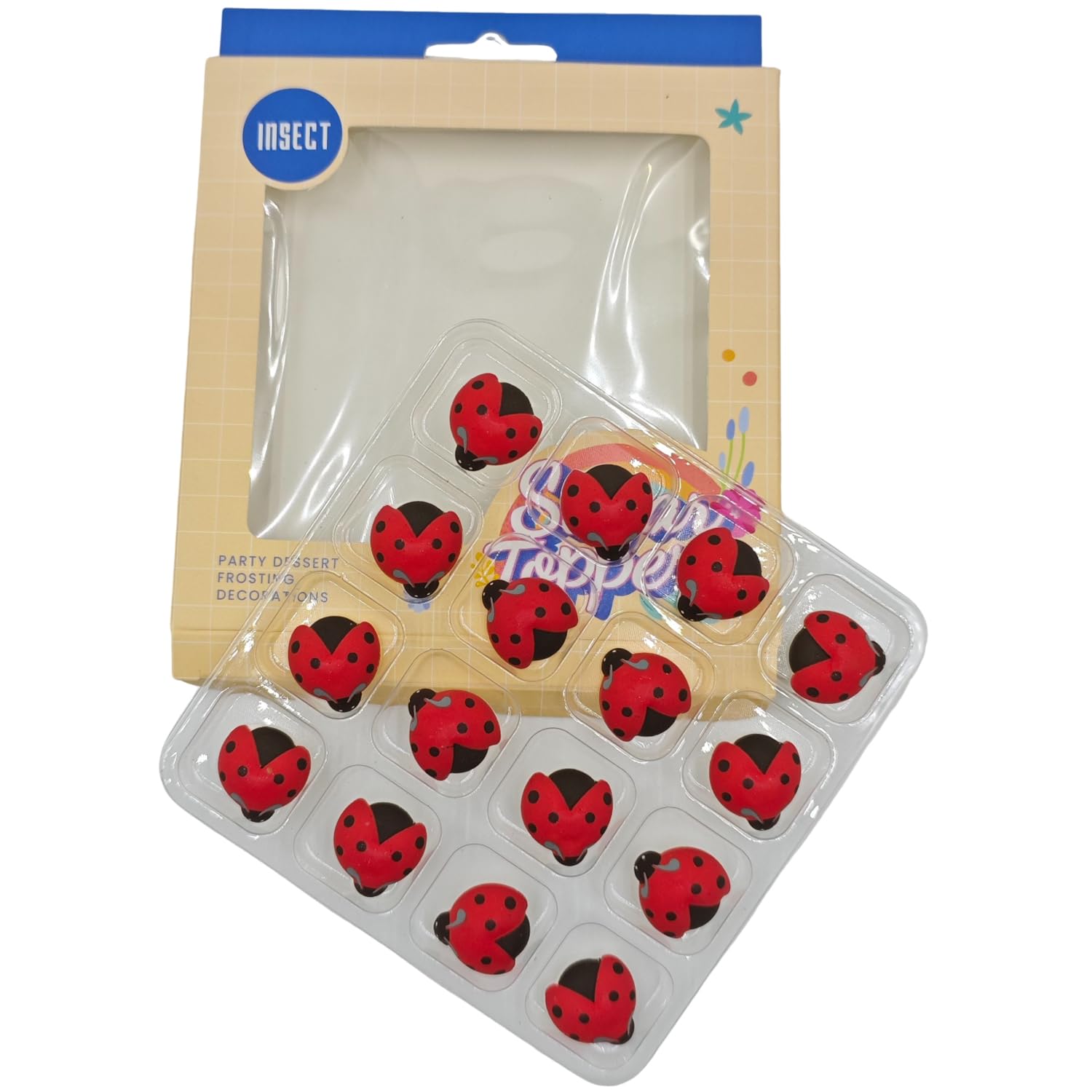 Clonynix ladybug sprinkles on cupcakes for festive dessert decoration