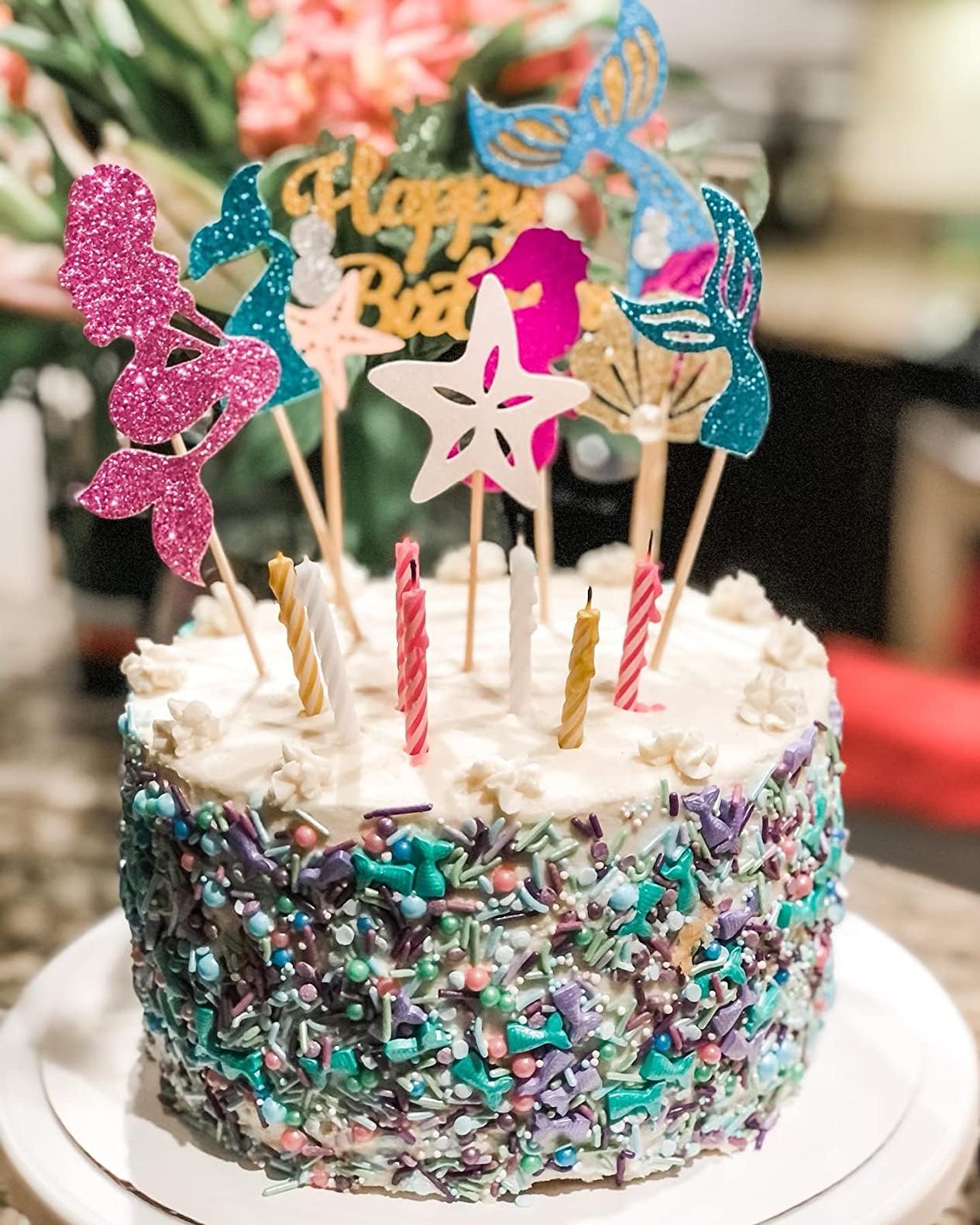 Clonynix Mermaid Sprinkles toppers create eye catching cake toppers for parties.