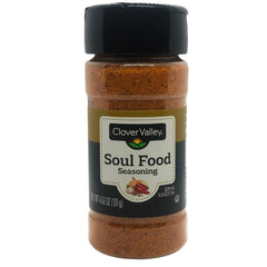 Clover Valley Soul Food Seasoning jar adds rich flavor to everyday meals.