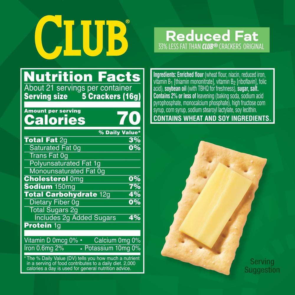 Club Crackers Reduced Fat crackers closeup with flaky golden edges