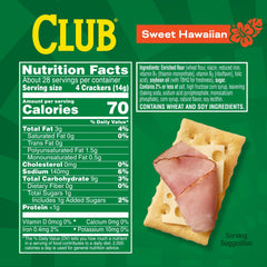 Club Crackers Sweet Hawaiian box packaging shows freshness and convenient sharing
