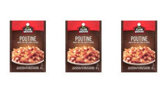 Club House Poutine Gravy Mix 3-pack served over fries for a classic plate.