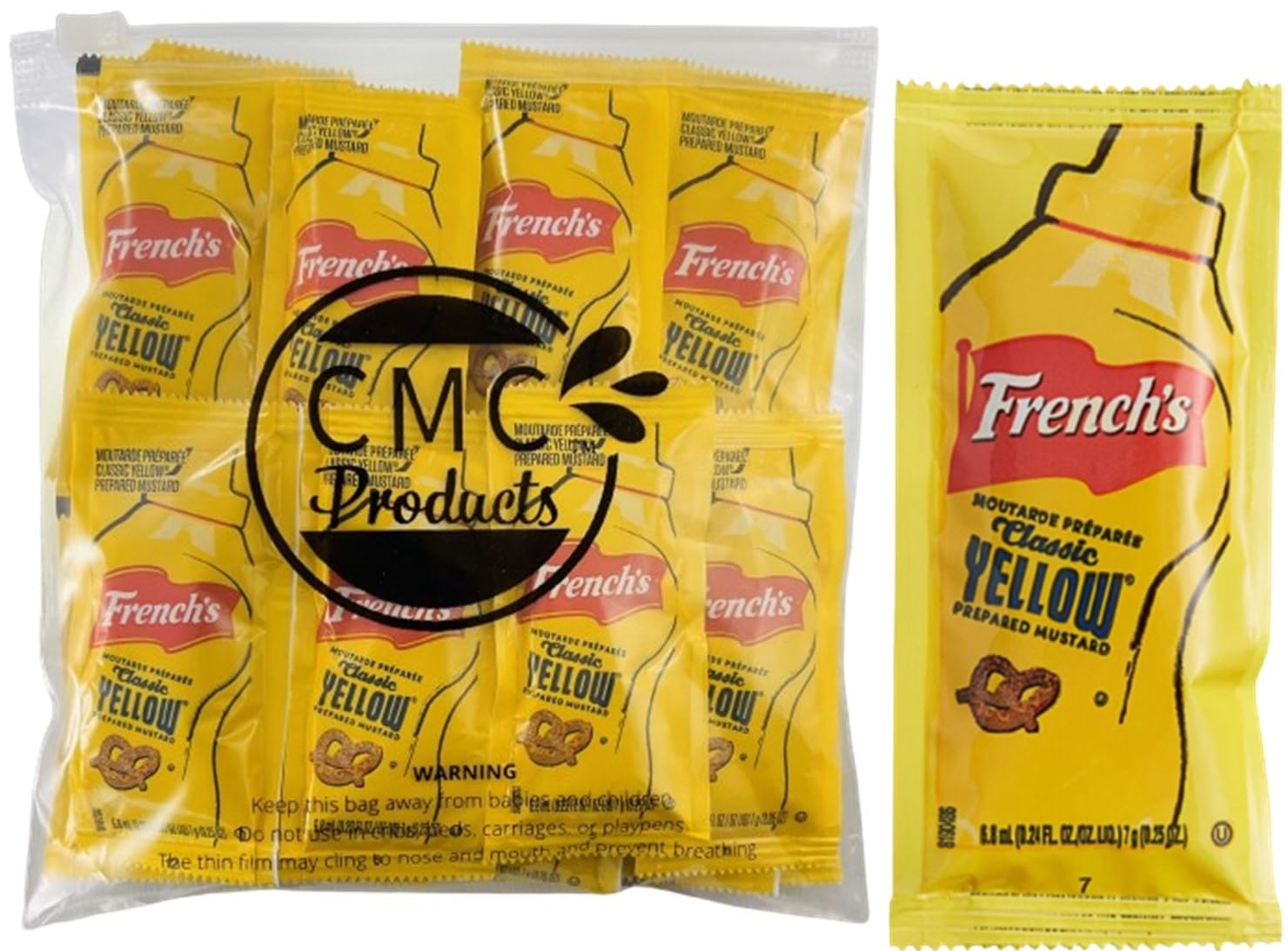 CMC Products mustard packets gift set with spreader for on-the-go meals and picnics.