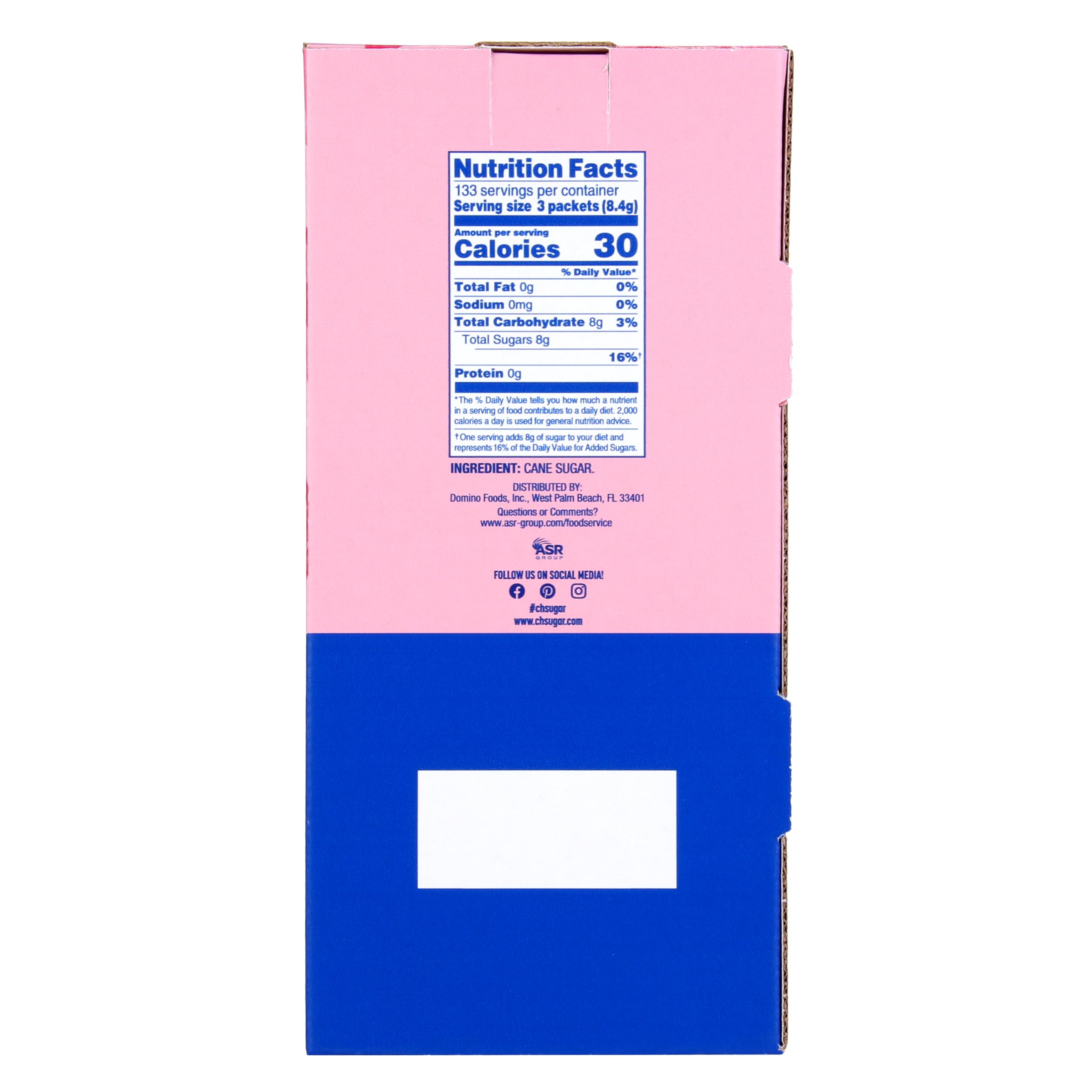 C&H dispenser box with sugar packets in close-up, organized for fast service