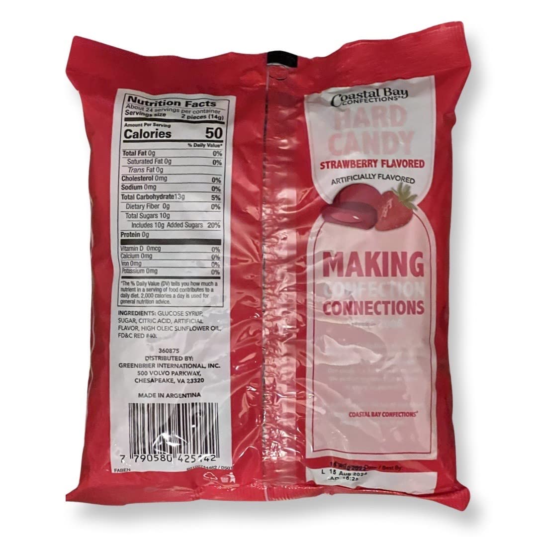 Coastal Bay Strawberry Hard Candy close-up highlighting glossy pieces for bright flavor