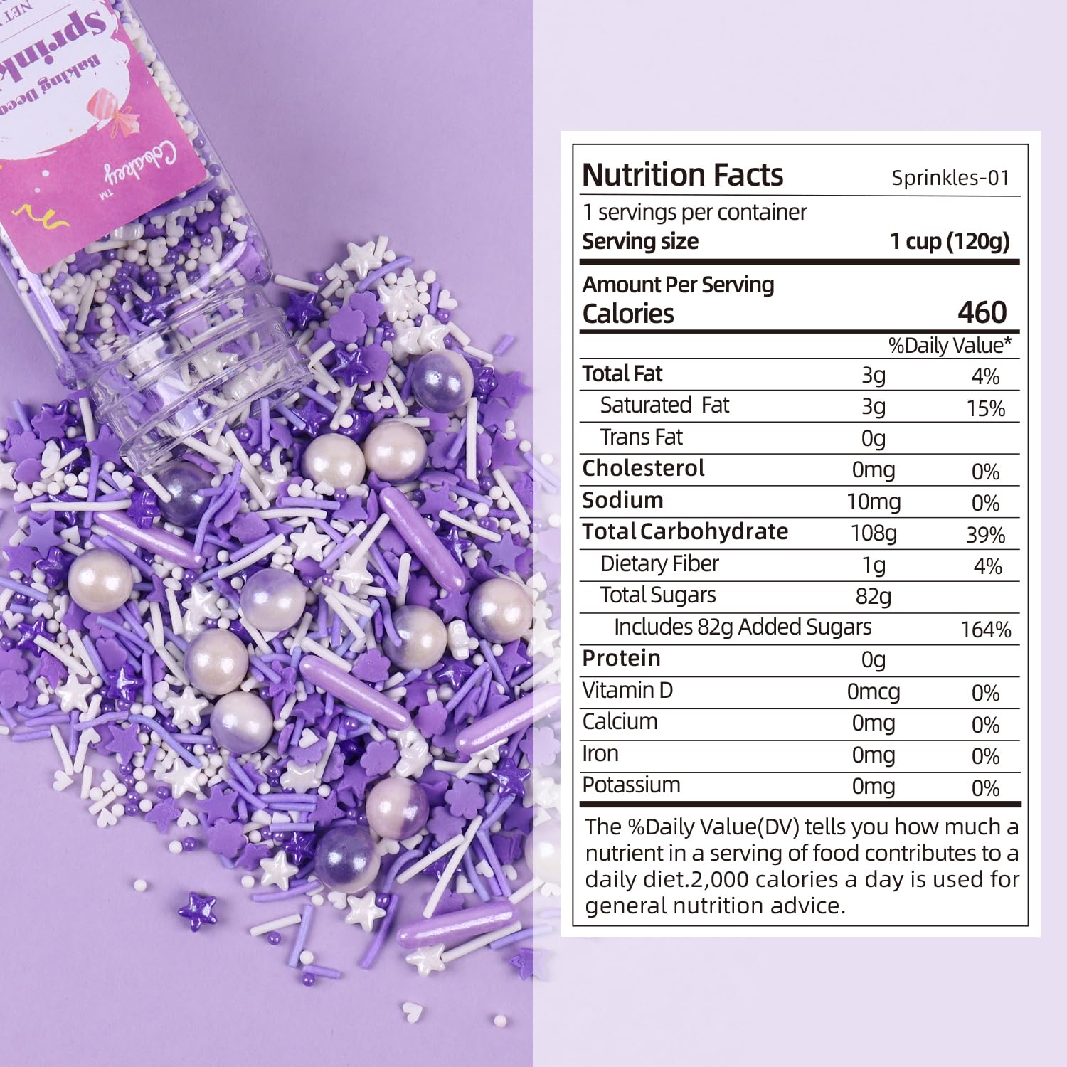 Cobakey 4.23 oz bottle of purple sprinkles for cake toppers