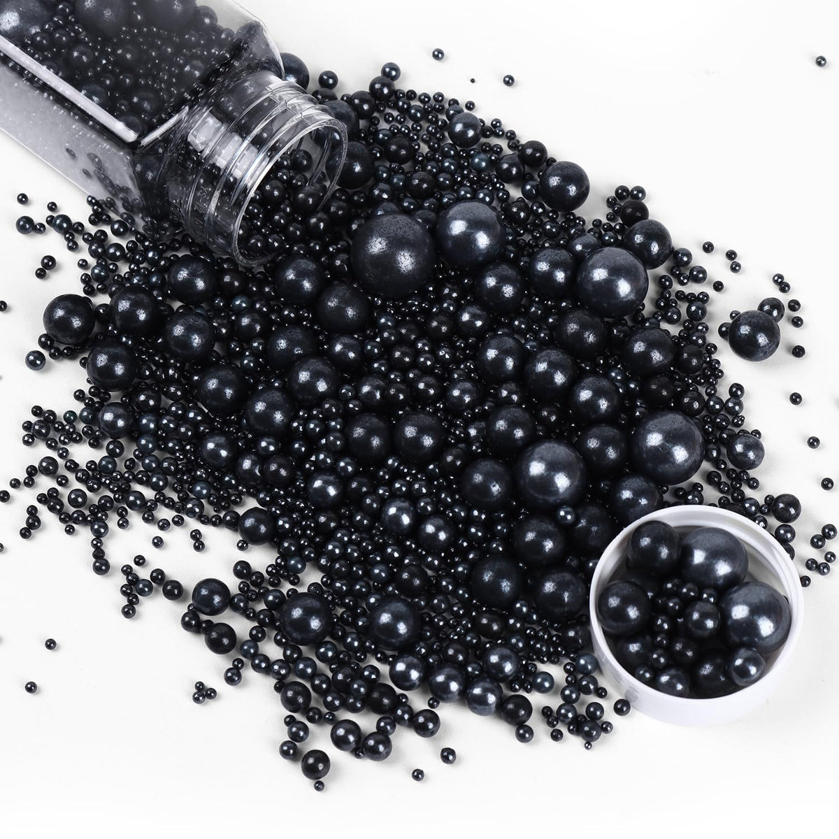 Cobakey black sprinkles bottle closeup for elegant cake decoration