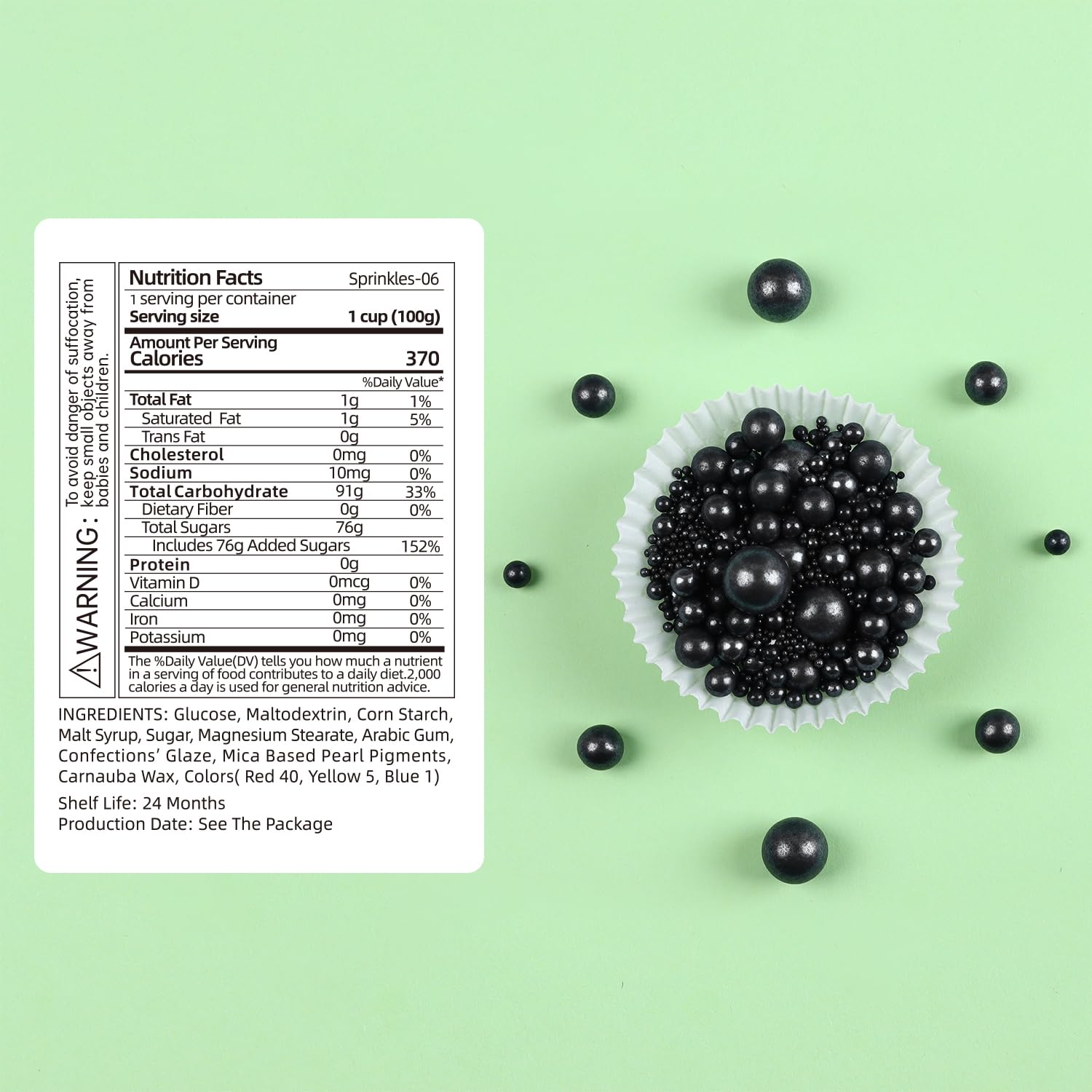 Cobakey black sugar pearl cake topper adds sophisticated shine
