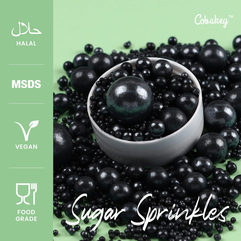 Cobakey edible black pearl sprinkles for cupcakes enhance presentation