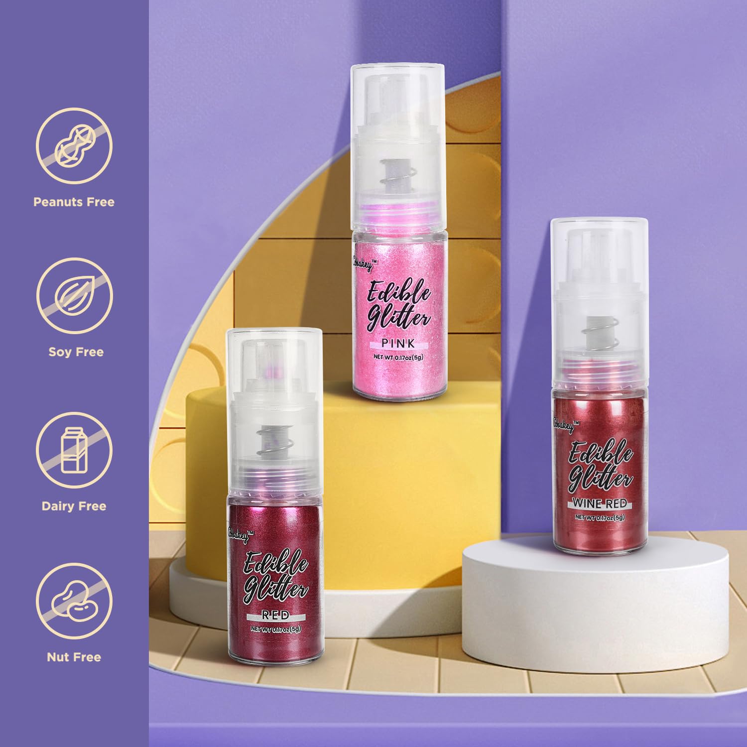 Cobakey pink luster dust style glitter for desserts like chocolate
