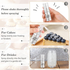 Cobakey edible glitter spray decorates desserts with a bright white shimmer