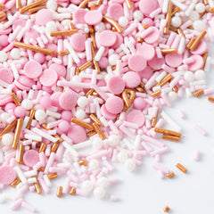 Cobakey pink dye-free sprinkles jar ready for cake decorating and cookies.