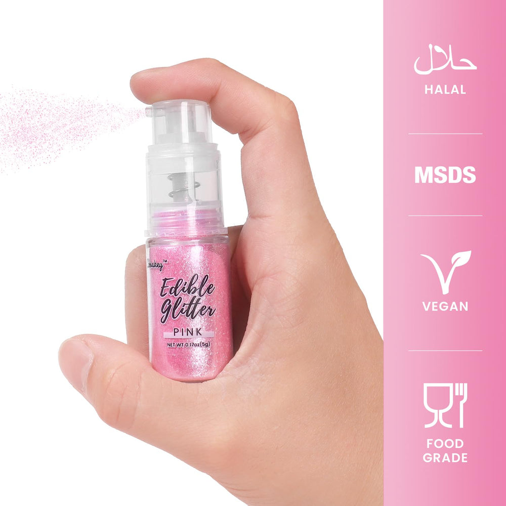 Cobakey pink glitter spray used to accent cocktails with a shimmering touch