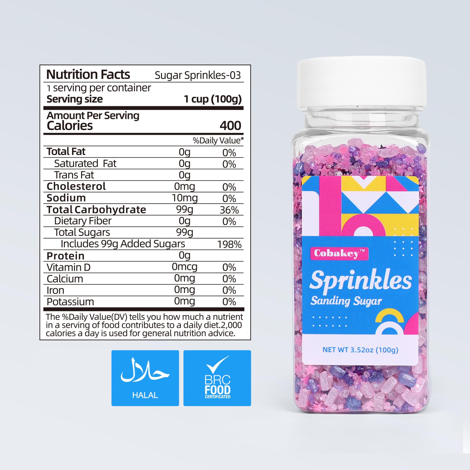 Cobakey purple pink sugar sprinkles brighten cookies and desserts with festive color.