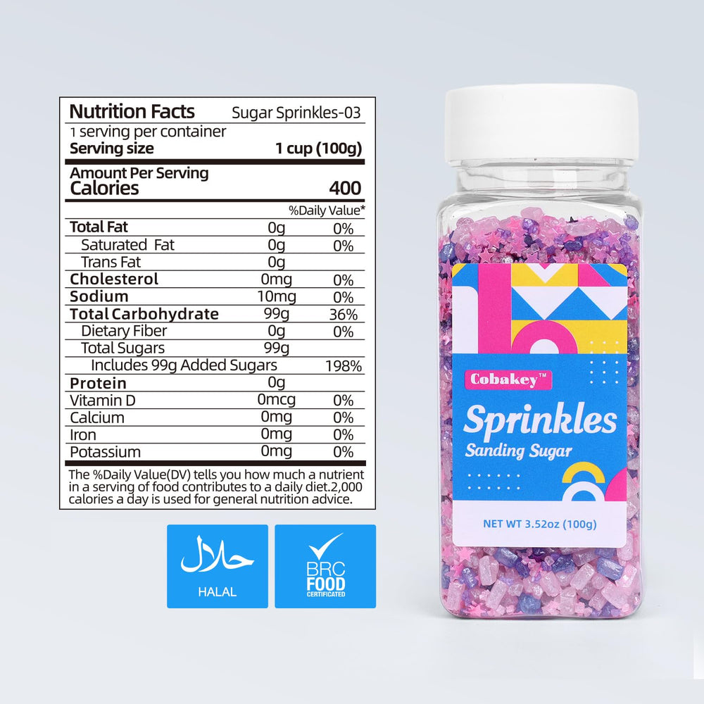 Cobakey purple pink sugar sprinkles brighten cookies and desserts with festive color.