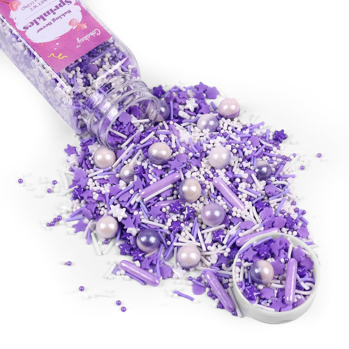 Cobakey purple star and pearl sprinkles for cake decorating, ideal for cupcakes