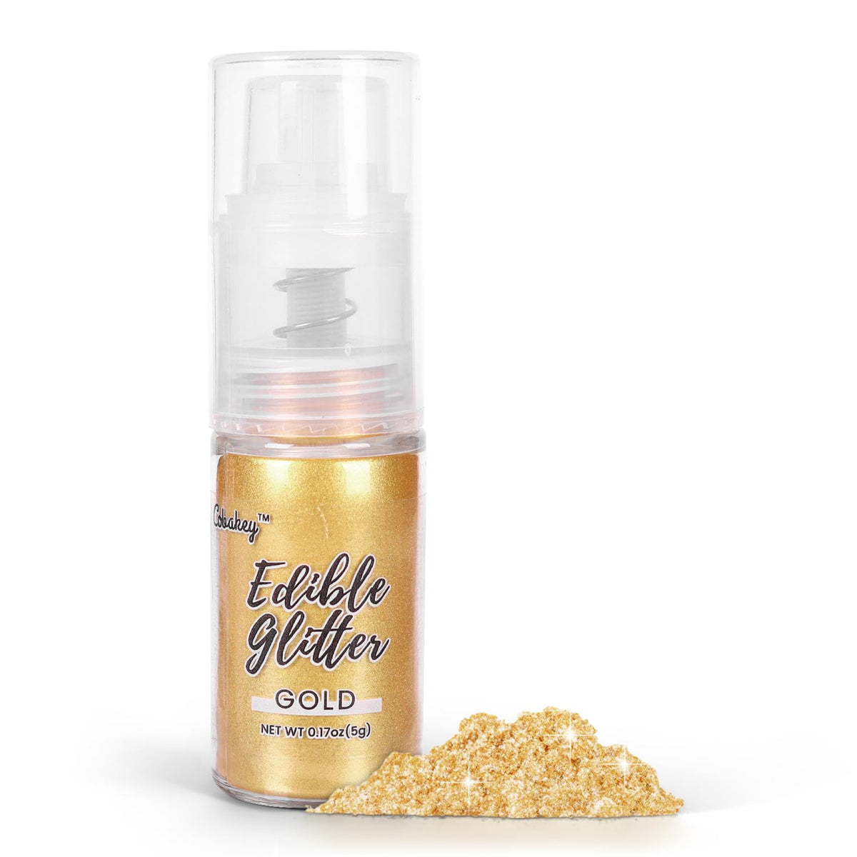 Cobakey Shimmer Gold glitter spray on cupcakes for festive sparkle.