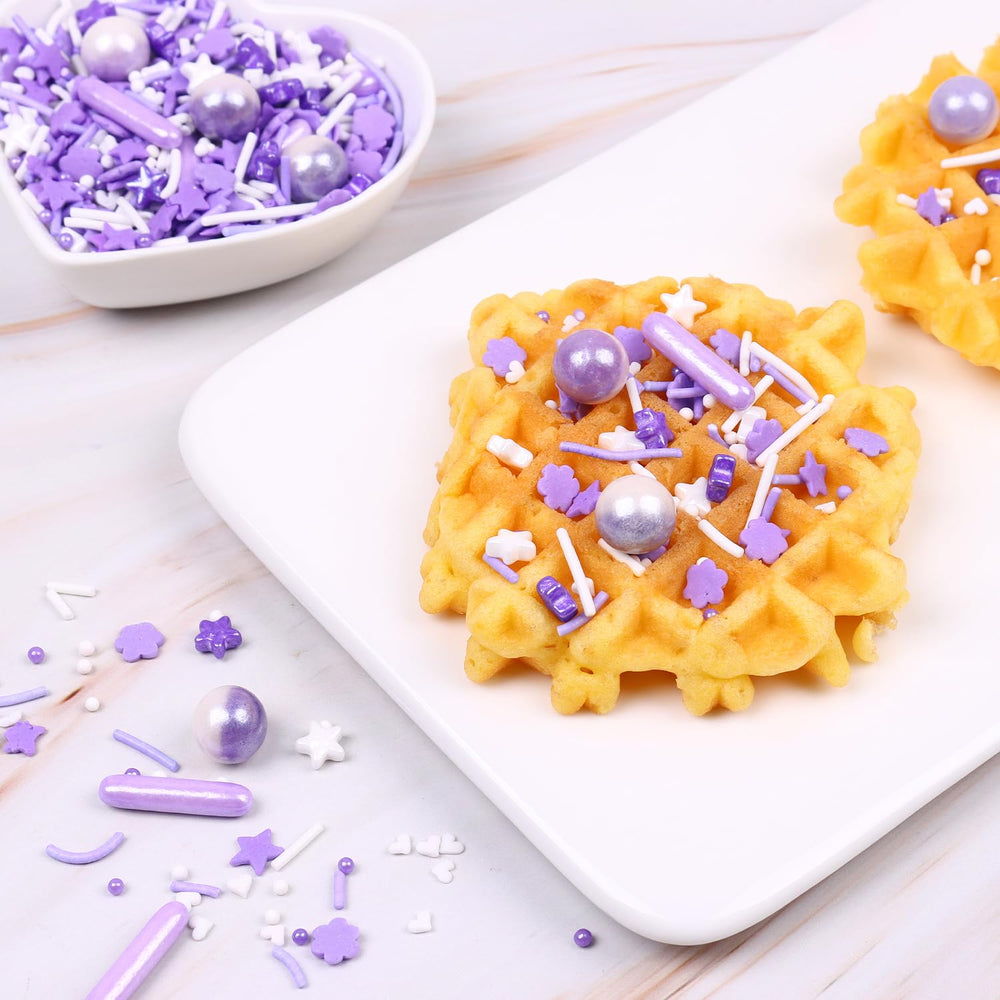 Cobakey purple sprinkles on cookies and fondant for elegant accents