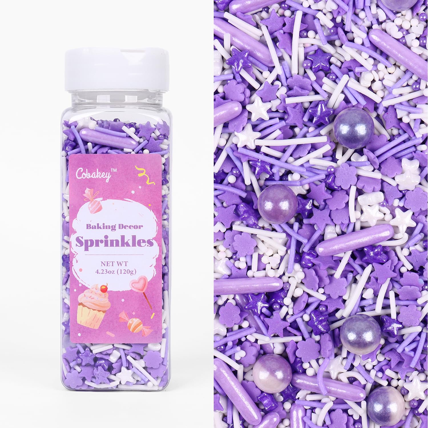 Cobakey purple sprinkles add chic shimmer to wedding cakes