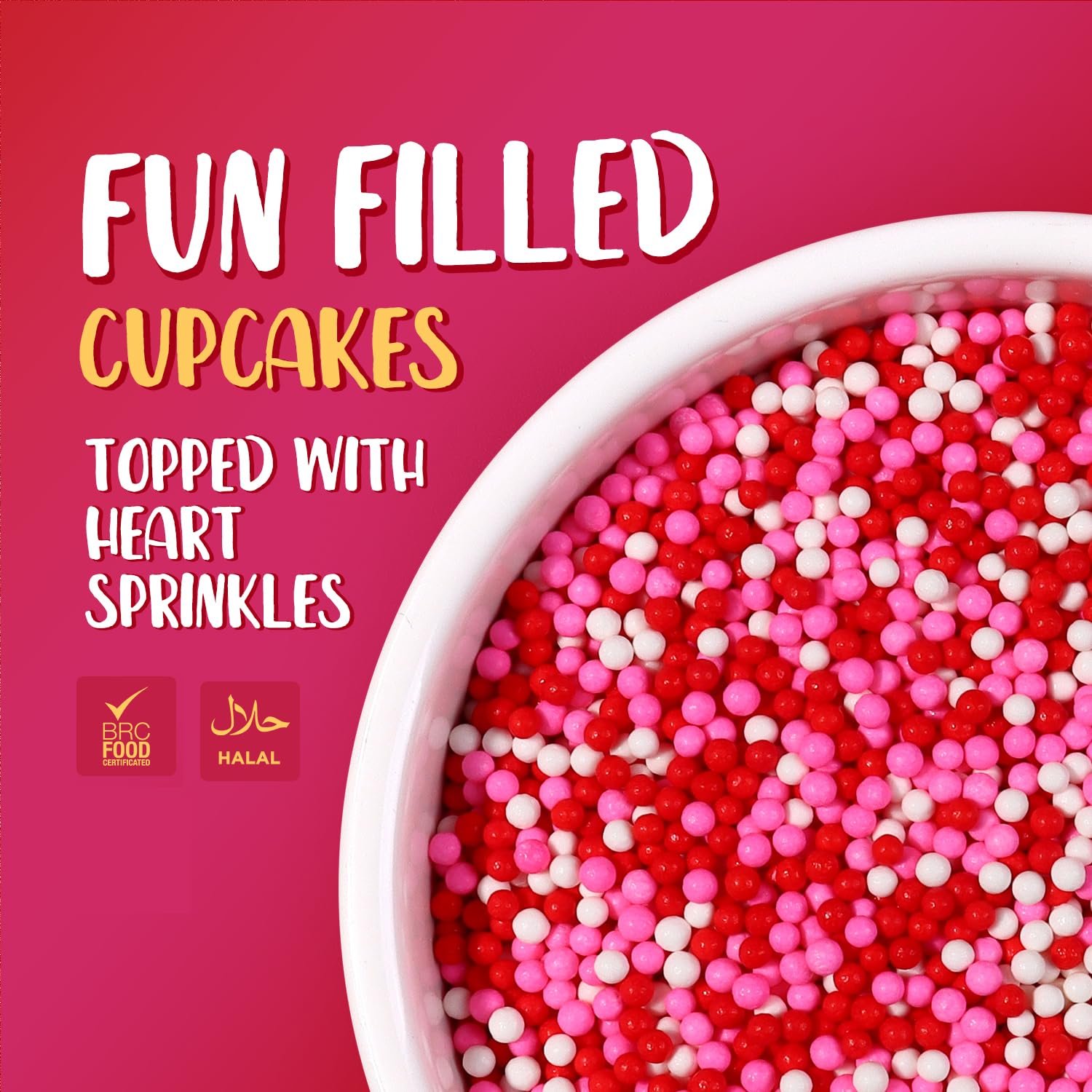 Cobakey Valentine Sprinkles on cupcakes for wedding-ready charm.
