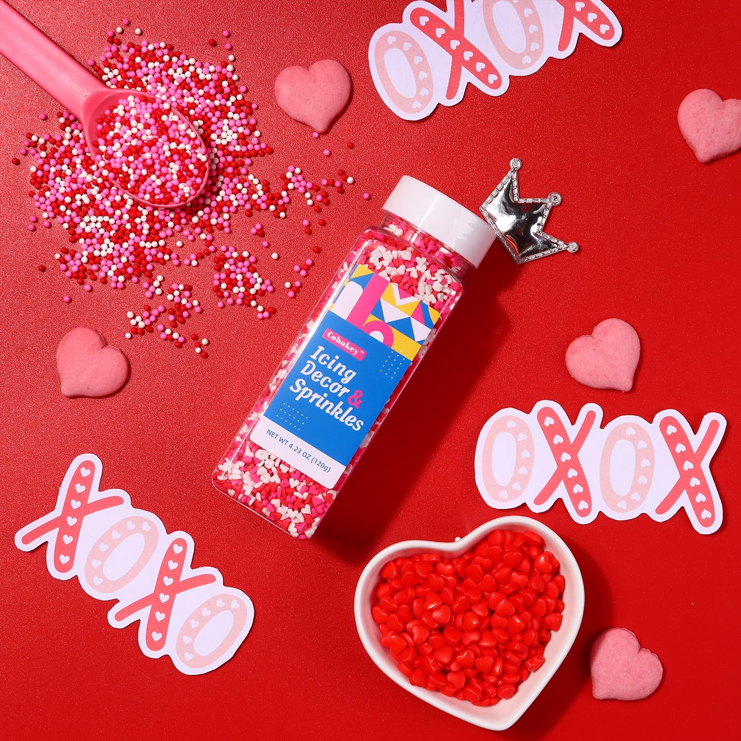 Cobakey Valentine Sprinkles provide quick garnish for pastries and desserts.