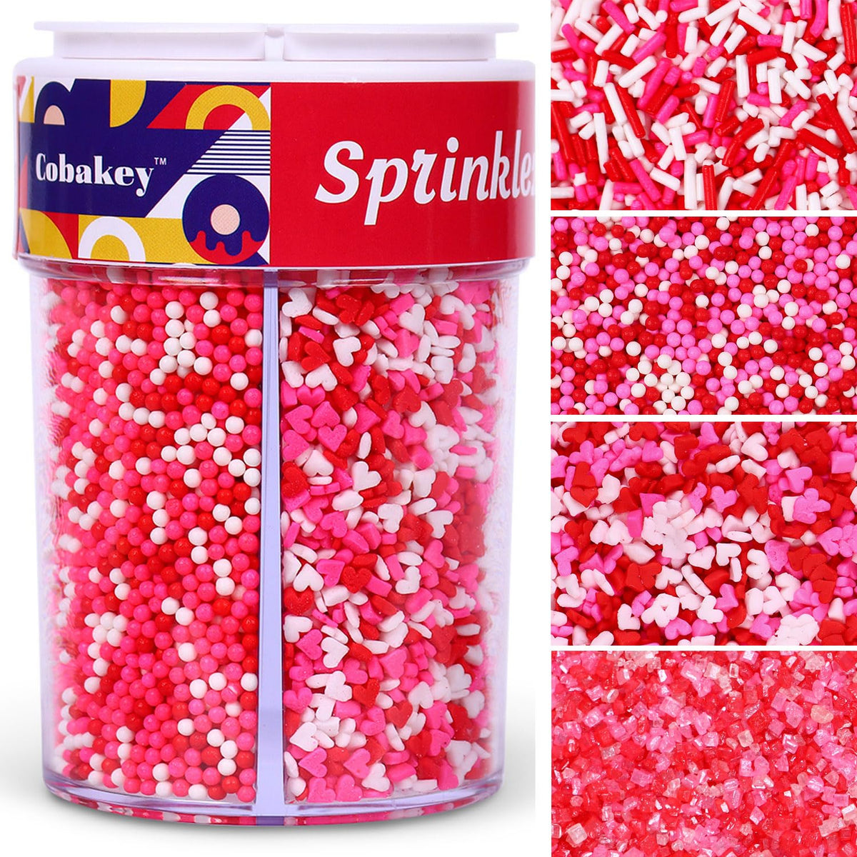 Cobakey Valentines heart confetti sprinkles add festive color to cupcakes
