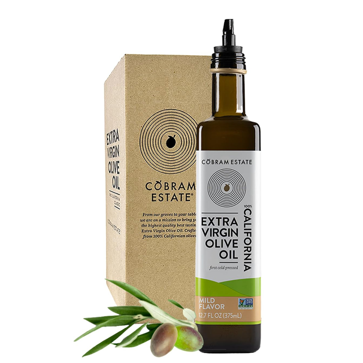 Cobram Estate Mild California EVOO bottle 375ml, ideal for everyday cooking.