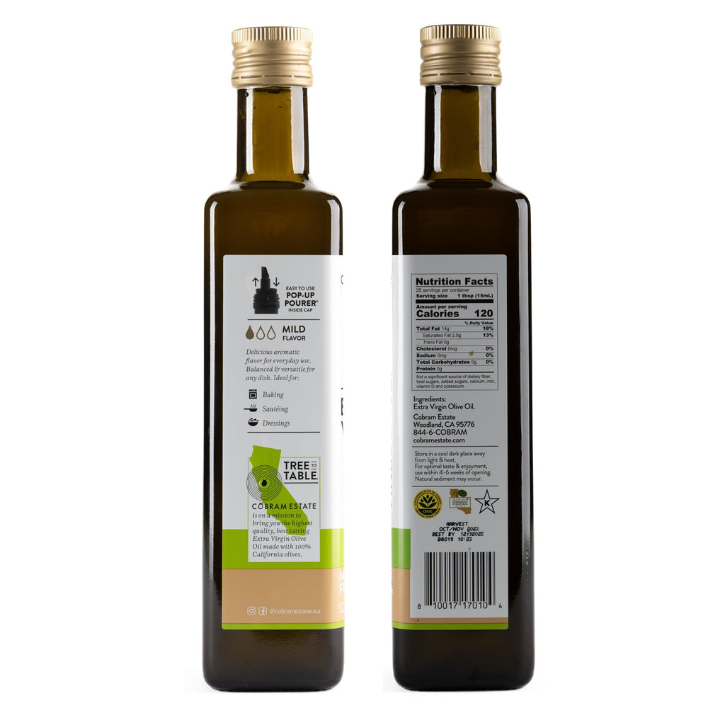 Cobram Estate Mild EVOO pour shot, perfect for finishing warm dishes.
