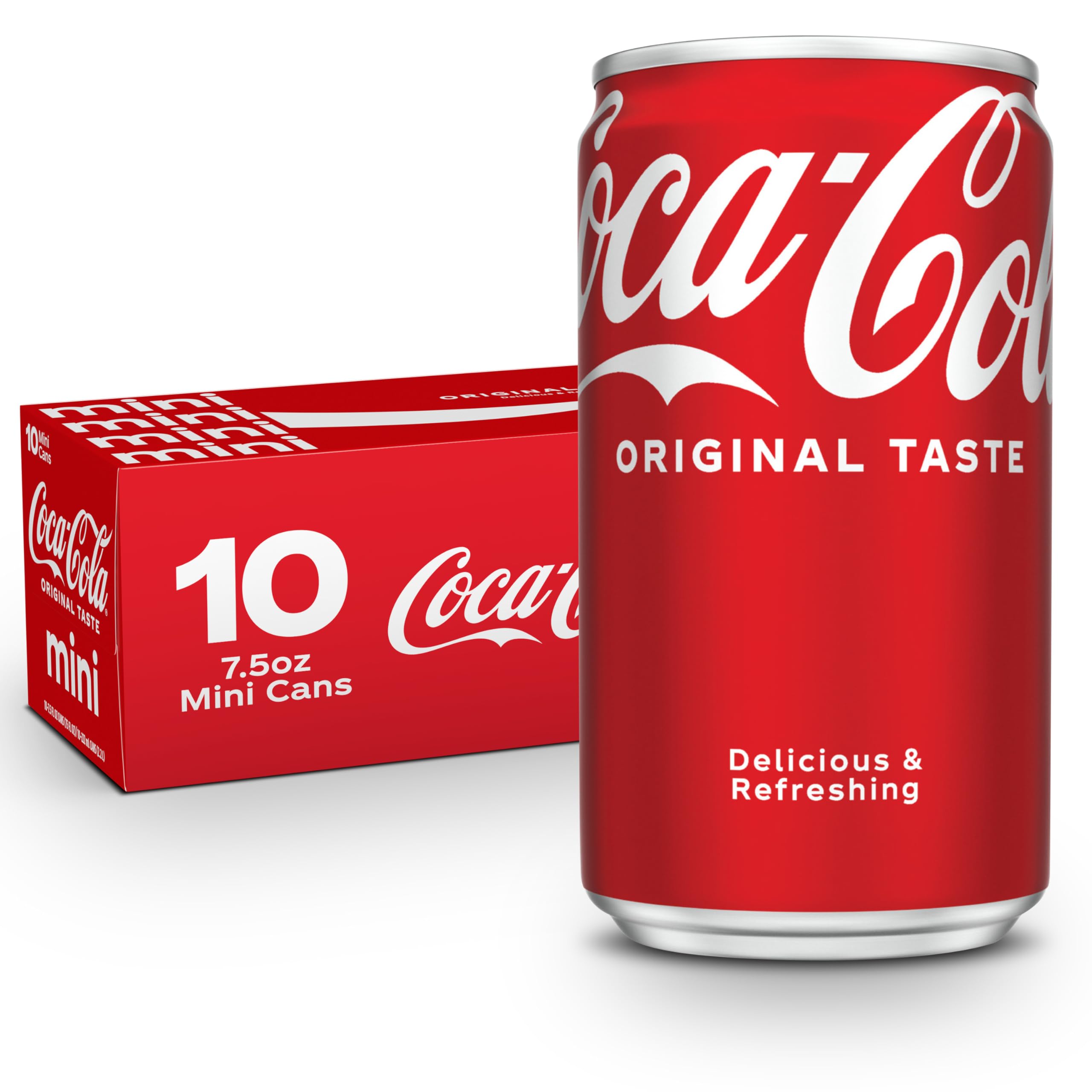 Coca-Cola fridge-pack mini cans display, ideal for quick meals and on-the-go refreshment.