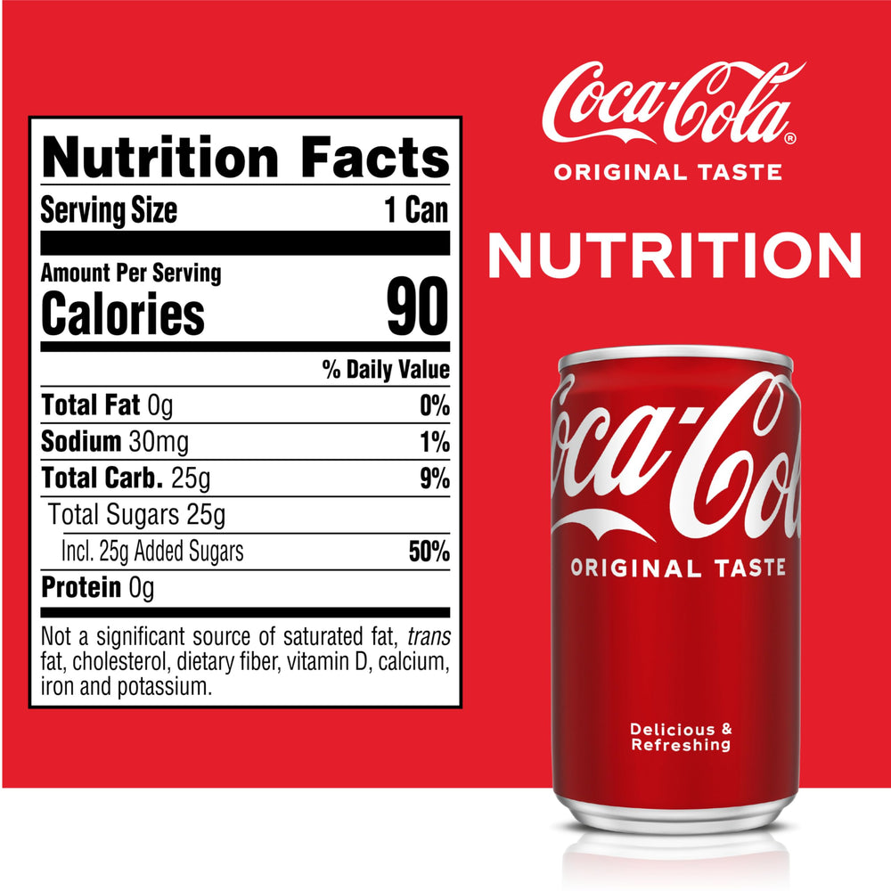 Coca-Cola mini can with glass, showing a chilled, refreshing experience